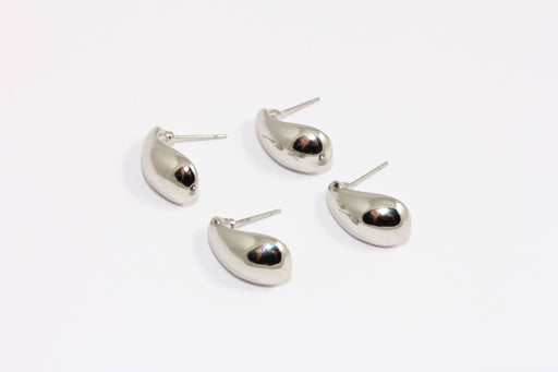 Teardrop Stud Earrings, Puffed Drop Earrings