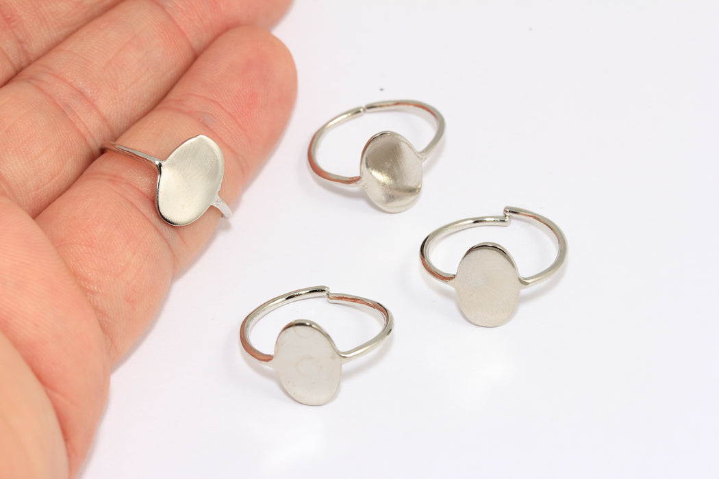 18mm Rhodium Plated Rings, Wire Coin Rings, Nameplate Rings, Band Rings, MTE143-2