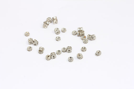CZ Micro Pave Wheel Beads, White Stone Sliding Beads