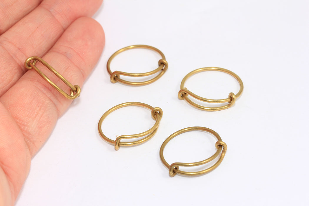 18-19mm Raw Brass Ring, Gold Wire Charm Ring, Wrap Ring, Hanging Charm Rings, CHK490