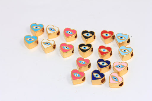 Optional Enamel Color Heart Beads, Evil Eye Beads