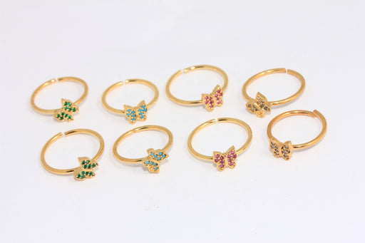 CZ Optional Stone Color Rings, CZ Stacking Butterfly Rings