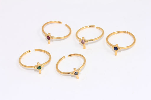 CZ Optional Stone Color Rings, CZ Stacking Cross Rings