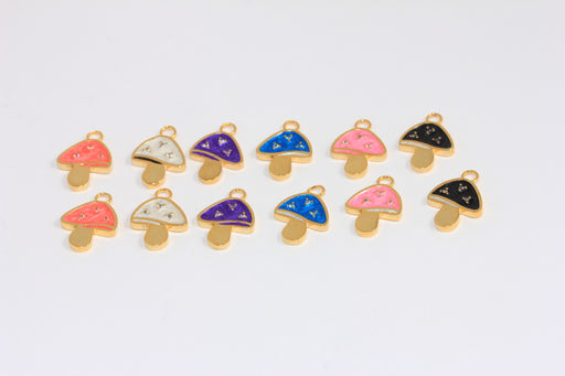 CZ Mushroom Beads, Optional Enamel Color Mushroom Pendant