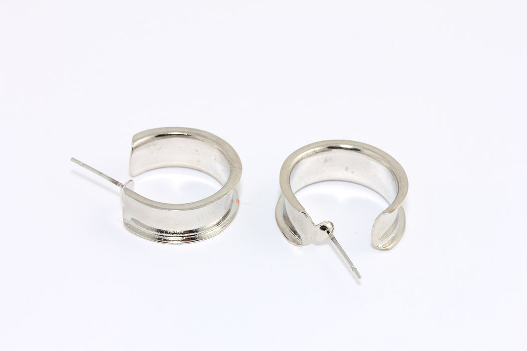 21mm 24k Shiny Gold Ear Cuffs, Channel Hoop Earrings, Inlay Earring Settings, BLK9-4