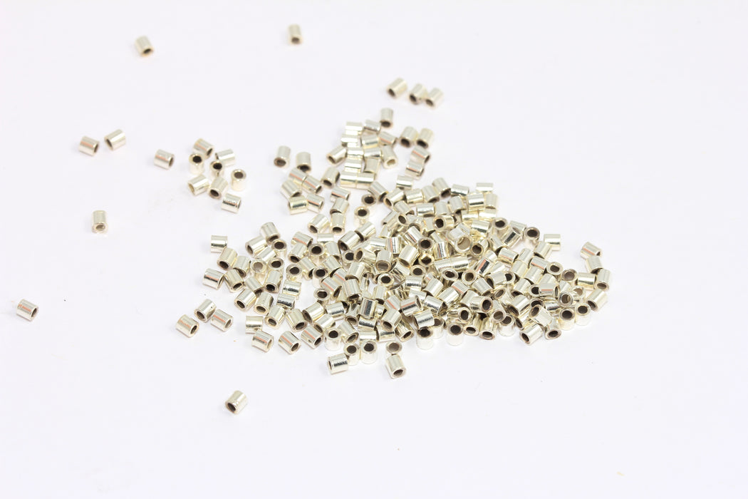 Tiny Tubes, Silver Spacer Beads