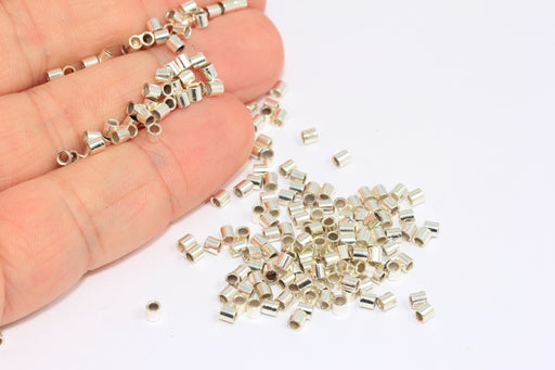 Crimp Beads, Tiny Tubes, Silver Spacer Beads
