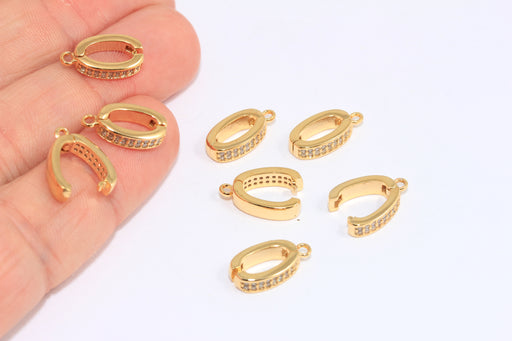 Gold CZ Pendant Pinch Bails