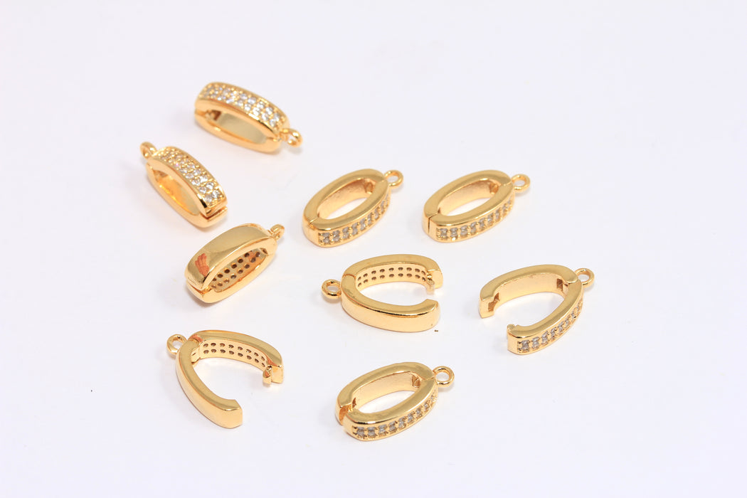 24 pendenti con zirconi cubici in oro lucido, con supporto per ciondolo in pietra bianca micro pavé, MTE957