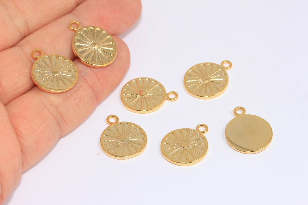 15,5mm 24k Shiny Gold Flower Charms, Clover Pendant, Daisy Charm, Flower Bracelet Beads, BRT301-1
