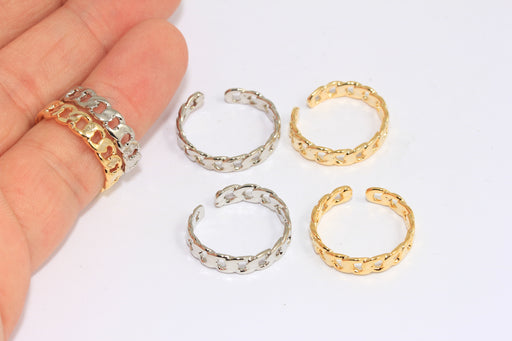Rhodium Plated Chain Ring, Chain Style Ring