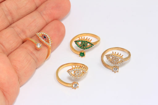 Stone Color Rings, CZ Evil Eye Ring