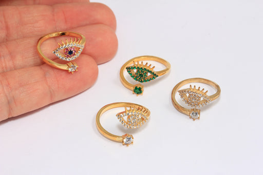 Stone Color Rings, CZ Evil Eye Ring