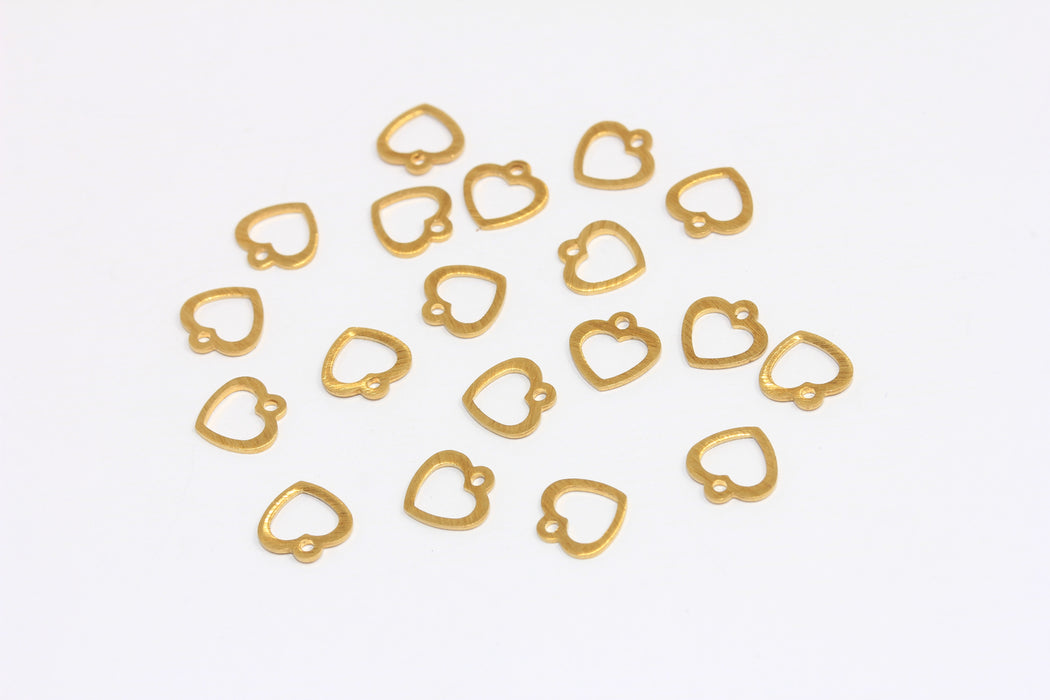 8mm Raw Brass Heart Beads, Cut Out Heart Charms, Outline Heart Charm, Heart Pendant, FNL24