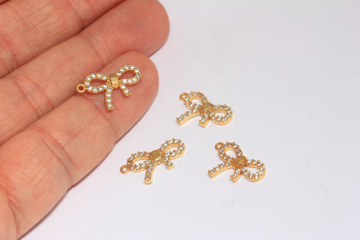 Shiny Gold CZ Bow Tie Charms