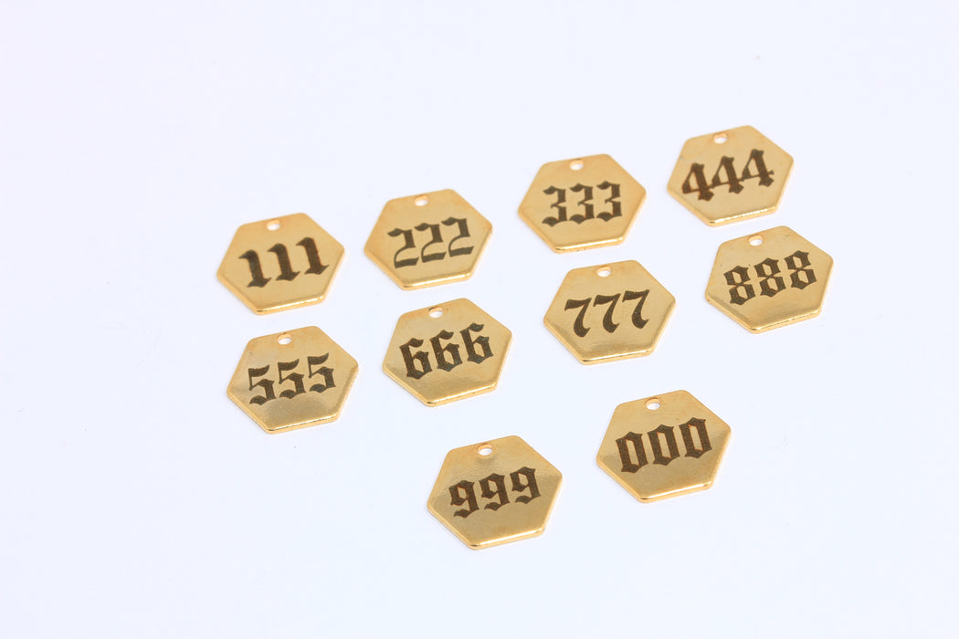 24k Shiny Gold Hexagon Disc Charm, Custom Engraved Disc Beads, Personalized Charm, ROSE539