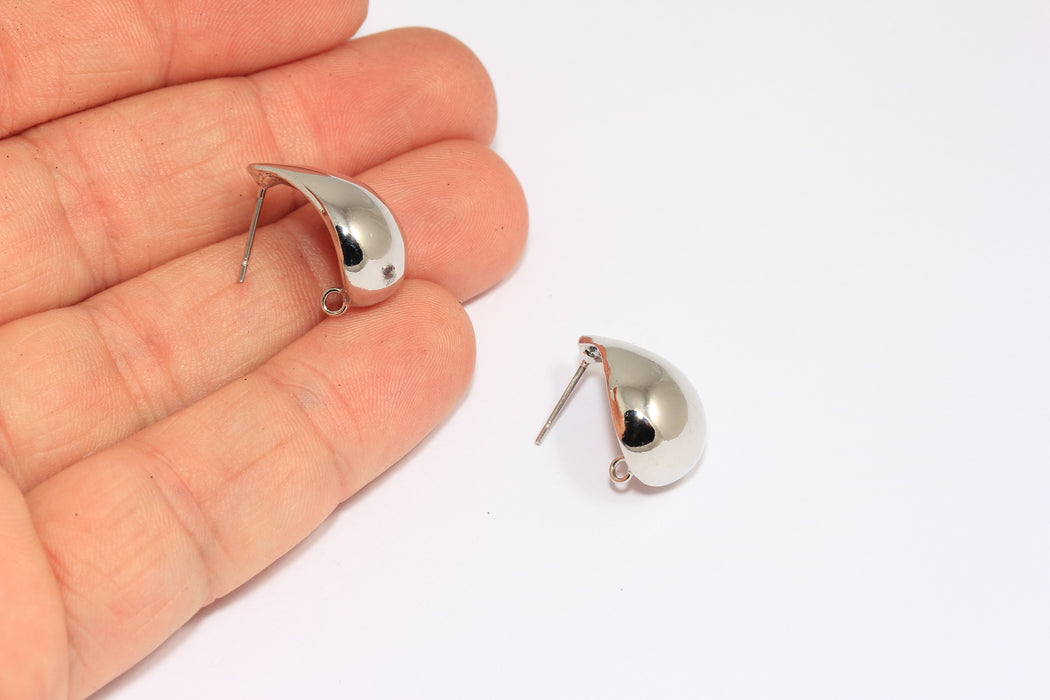Drop Earrings, Teardrop Stud Earrings With Loop