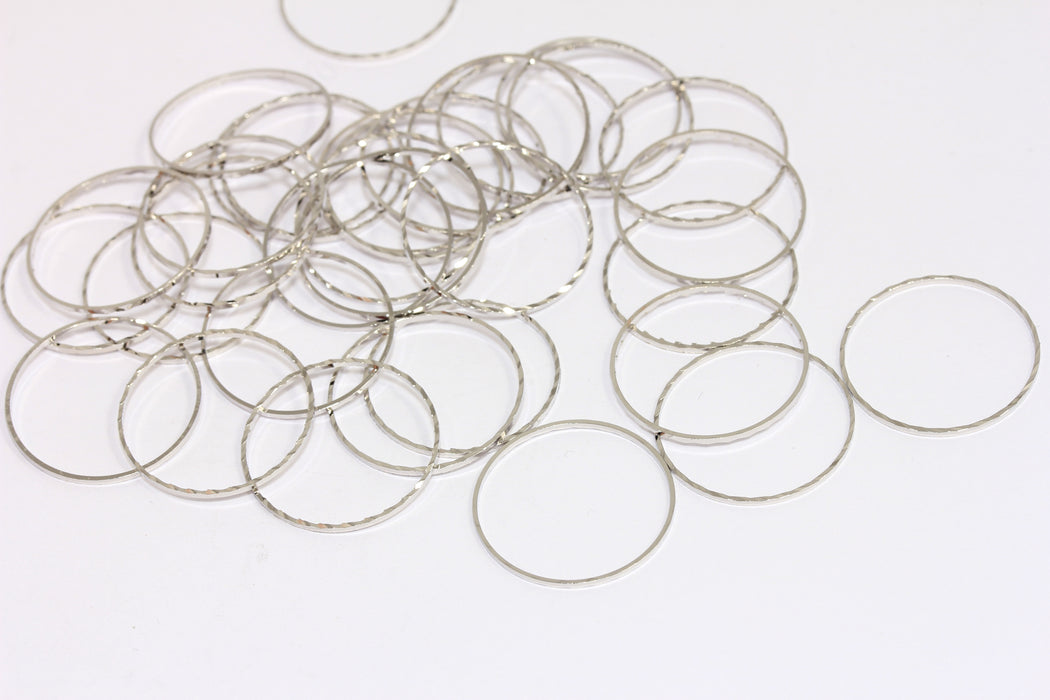20mm Rhodium Plated Closed Ring, Round Silver Hoop, Circle Connectors, MLS460