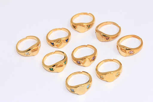 Micro Pave North Star Ring, CZ Optional Stone Color