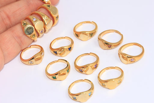 Micro Pave North Star Ring, CZ Optional Stone Color