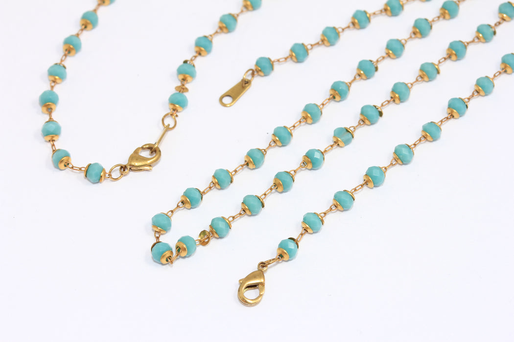 Turquoise Stone Necklace, Rosary Necklace