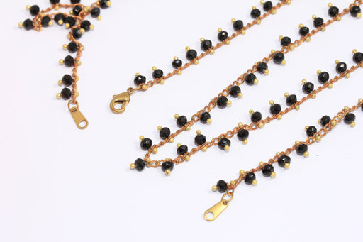 Black Stone Necklace, Black Beaded Rosary Necklace