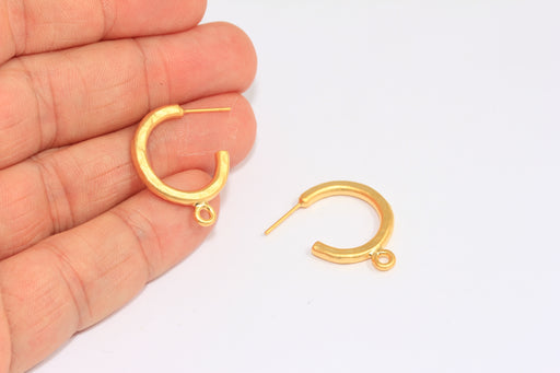 Hammered Hoops With Loop, Charms Dangle Earrings