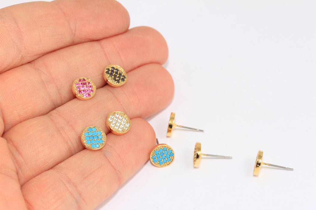 CZ Stud Earrings, Micro Pave Dot Earrings