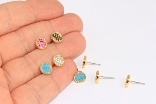 CZ Stud Earrings, Micro Pave Dot Earrings