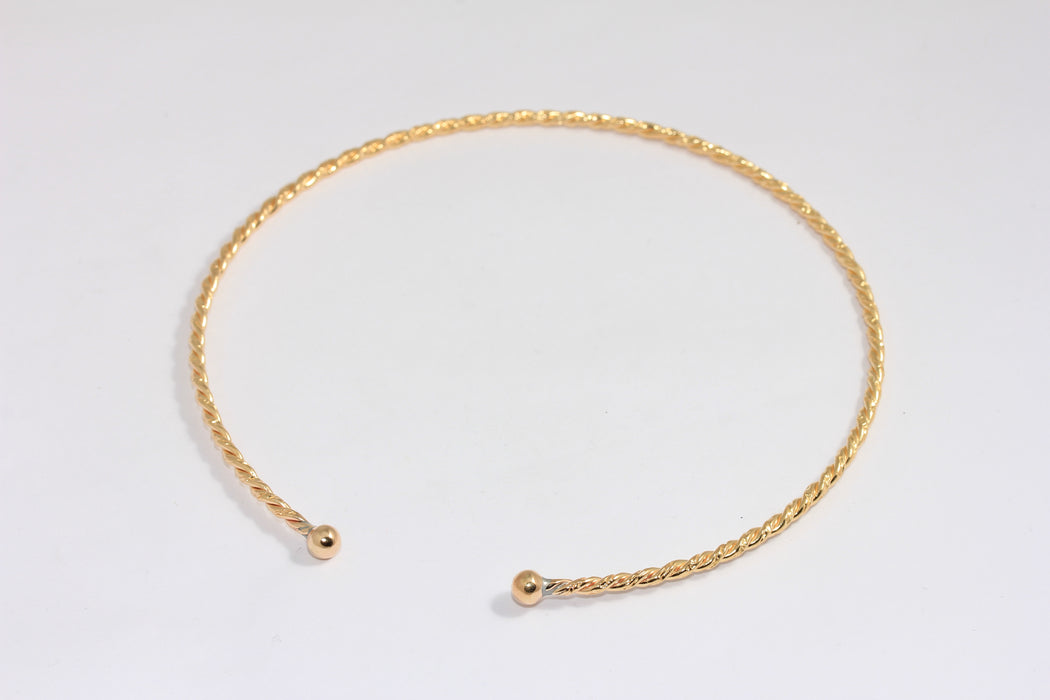Braided Wire Open Cuff Necklace,