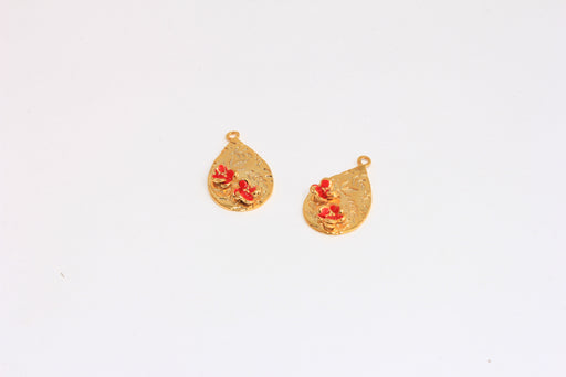 Red Enamel Flower Charms