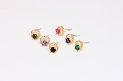 CZ Optional Stone Color Dainty Earrings