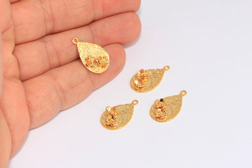 Gold Rose Teardrop Medallion Necklace