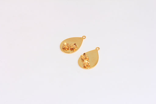 Gold Rose Teardrop Medallion Necklace