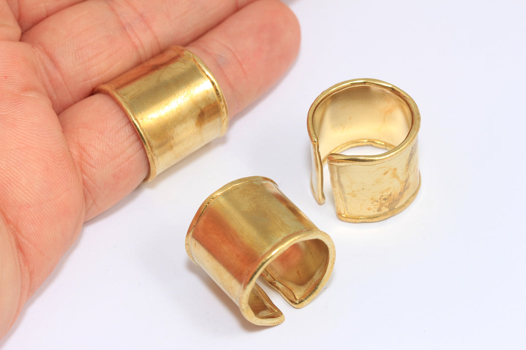 17-18mm Raw Brass Rings, Adjustable Ring Settings, Statement Cuff Rings, MTE991-2