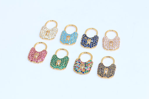 Shiny Gold CZ Lock Charms