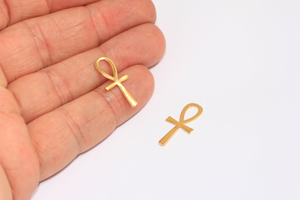11x23mm 24k Shiny Gold Plated Ankh Charms, Ankh Necklace, Ankh Charm, ROSE337