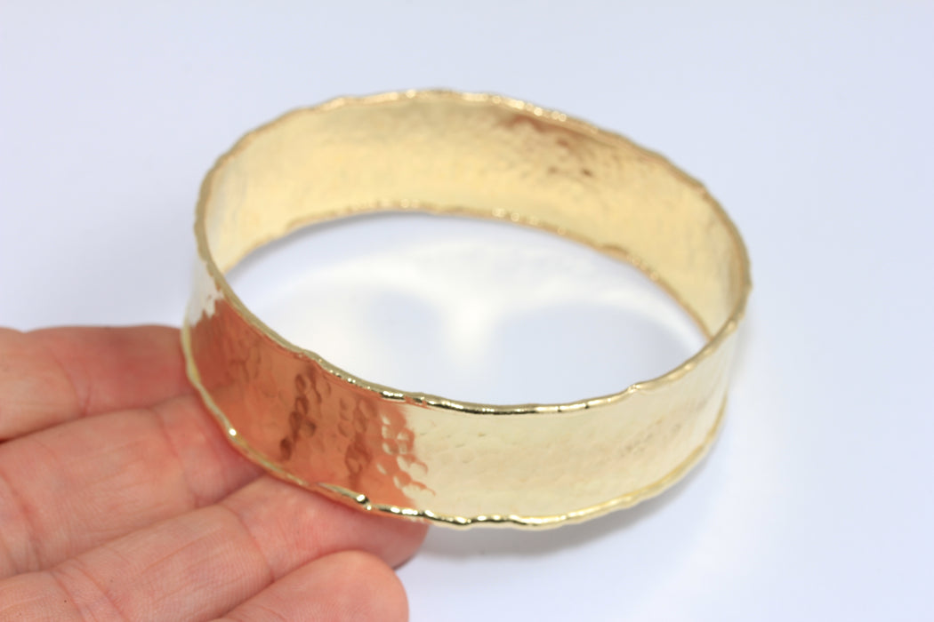 20mm Raw Brass Cuff Bracelet, Handmade Closed Bracelet Bangle, Hammered Cuff Bracelet, TVF10
