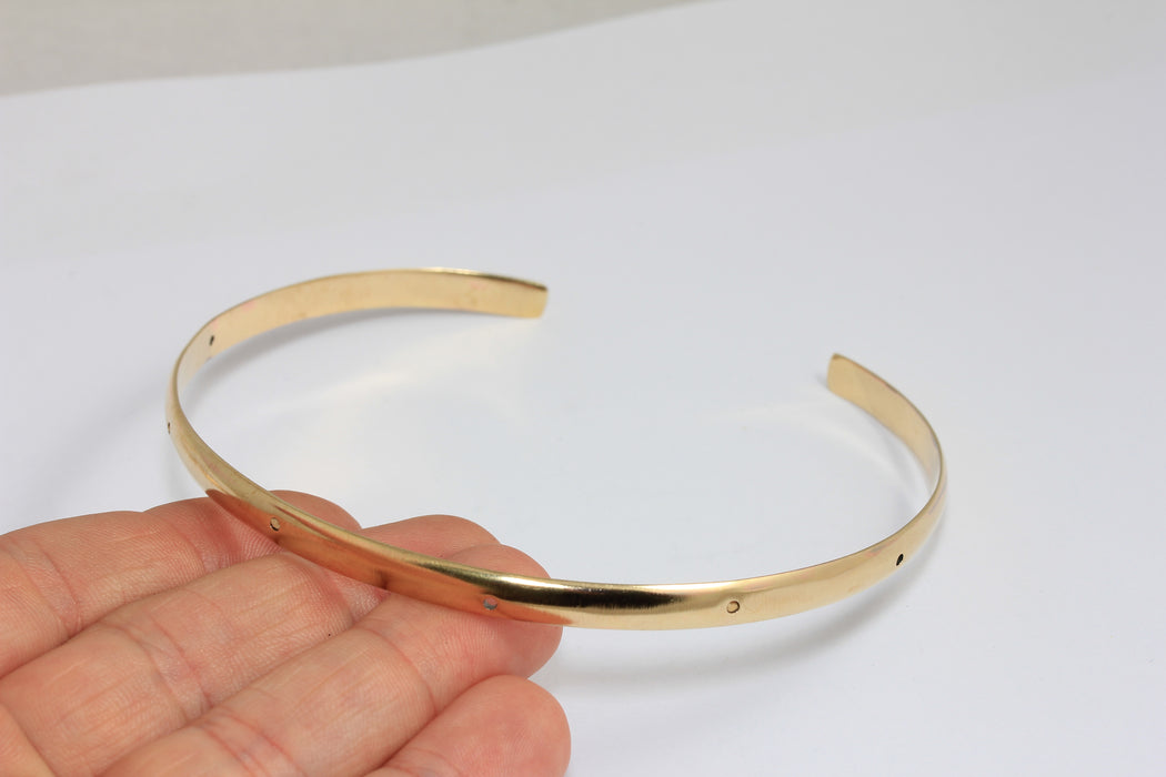 6mm Raw Brass Choker Necklace, 6 Holes Choker Settings, Adjustable Choker Necklace, TVF37