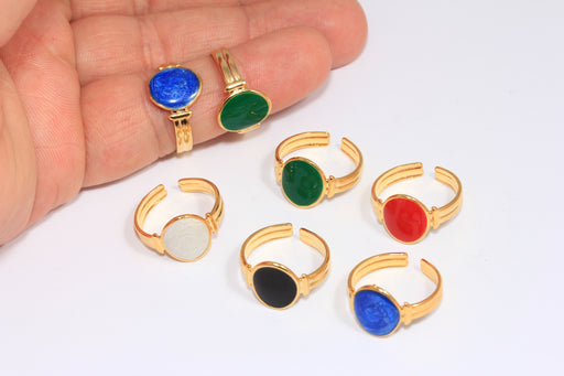 Optional Enamel Color Oval Coin Ring