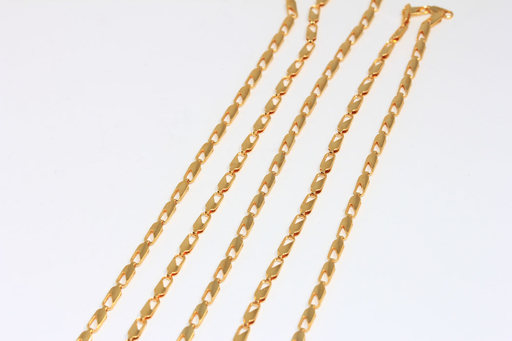 2,5 mm 24 ayar Parlak Altın Zincir, Altın Çubuk Zincir, Altın Kolye Zinciri, Choker Zincir, BXB150-8