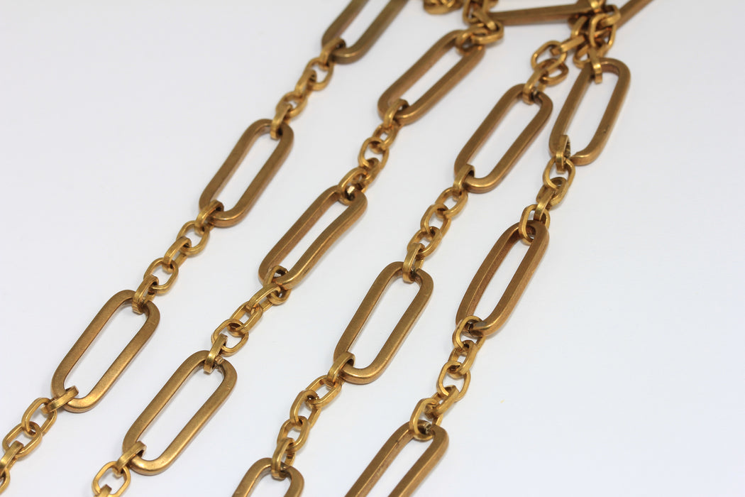 8,5x23 mm Ham Pirinç Zincirler, Cilalı Pirinç Kolye Zincirleri, Büyük Oval Bağlantı Zinciri, BXB113-6