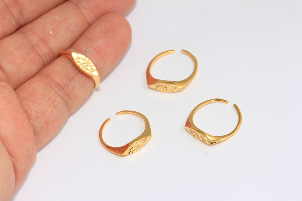 16-17mm 24k Shiny Gold Evil Eye Rings, Gold Evil Eye Rings, Coin Rings, ROSE314