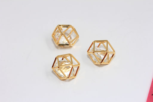 3D Cube Charms, Prism Charms With Stone