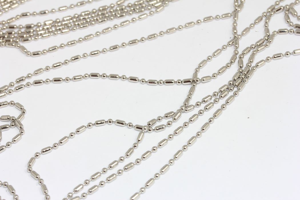 2mm Rhodium Plated Ball Chain, Silver Lace Ball Chain, Tiny Silver Chain, BXB216-9