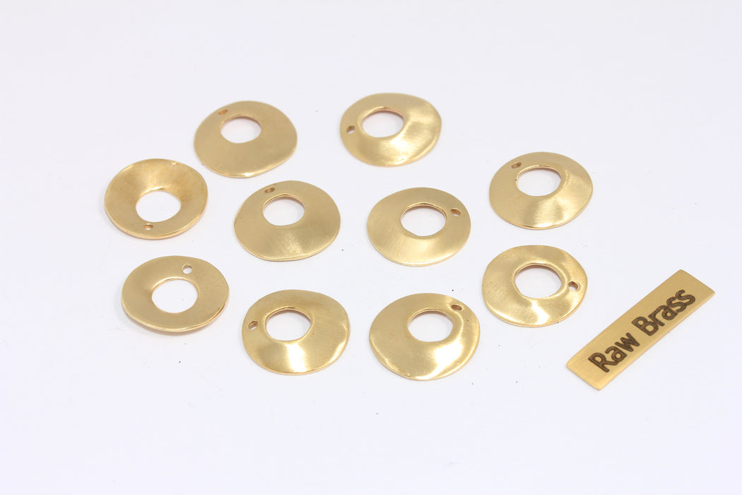 Brass Holes Circle Charms
