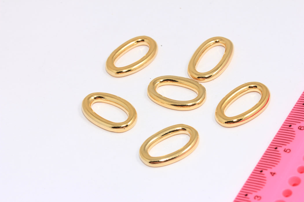 13x21mm 24k Shiny Gold Plated Oval Link Charms, Link Connector, Oval Closed Rings, BRT257