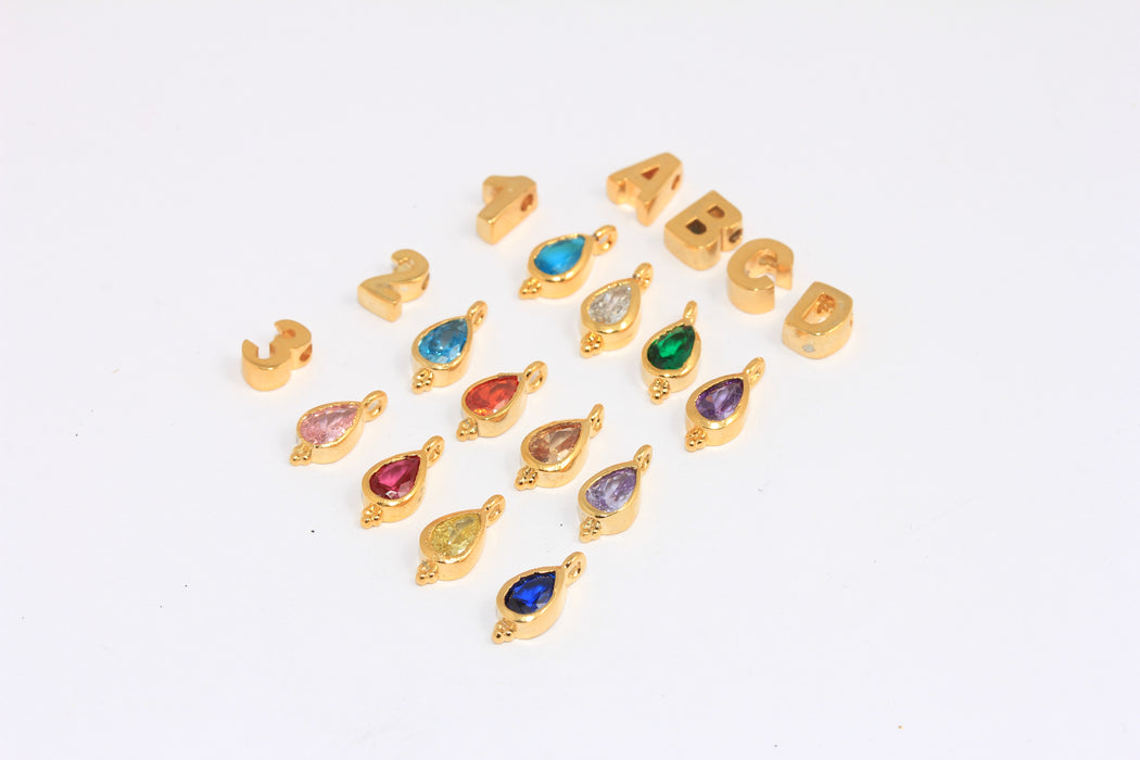 Shiny Gold Dainty Birthstone Charm