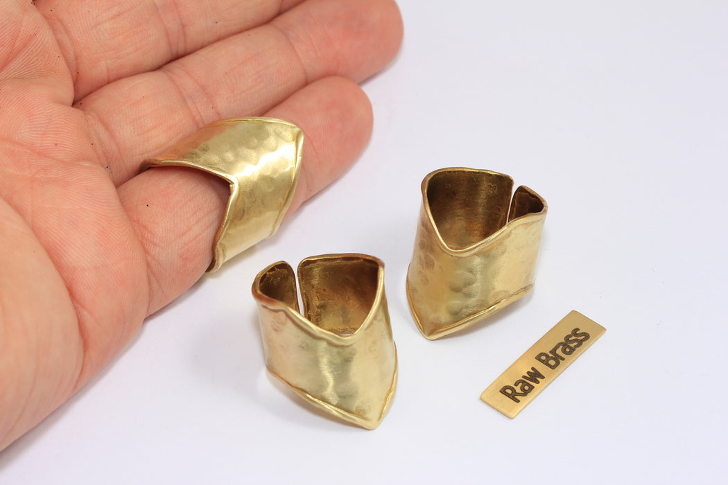 19mm Raw Brass Chevron Ring, V Shape Ring, Statement Rings, Hammered Handmade Ring, TVF42