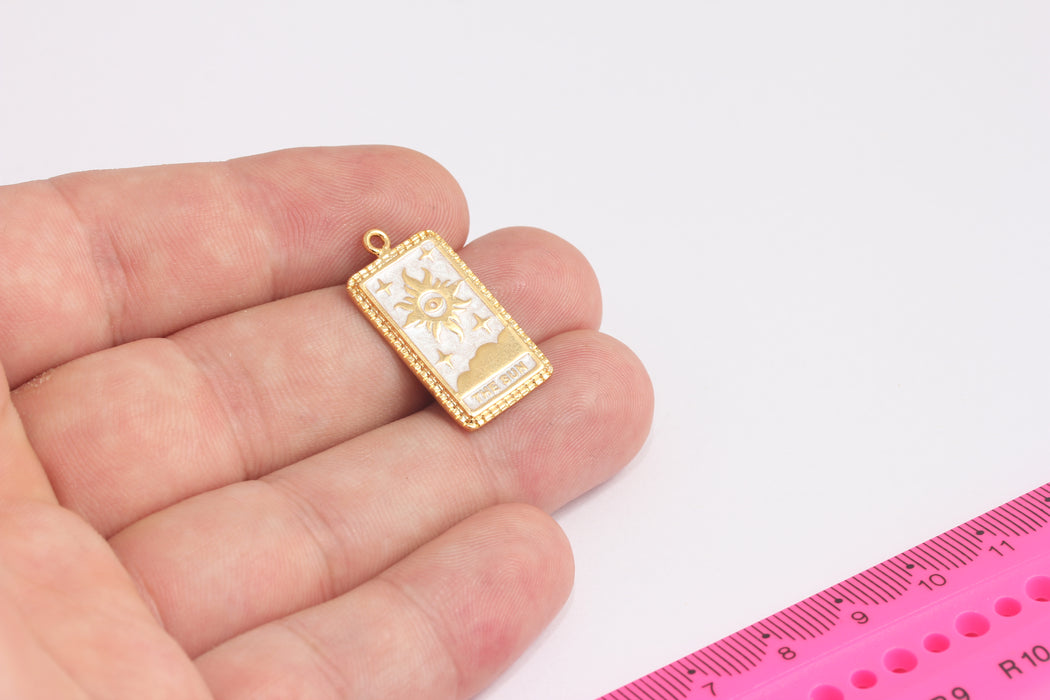 14x27mm 24k Shiny Gold Sun Pendant, Enamel Sun, Square Sun Pendant, Sun Settings, Gold Sun, Dainty Pendant, Gold Findings, ROSE128-1